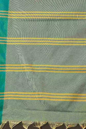 Yellow silk blend saree with contrast  blouse