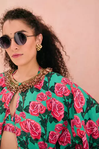 Multicolor rayon cotton floral printed co ord set