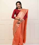 orange handloom cotton saree