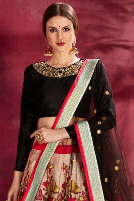 Black Print Embroidery Sequins Work Velvet Lehenga choli 2