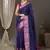 Blue checks design silk blend saree with blouse piece
