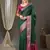 Dark green checks design silk blend saree with blouse piece