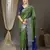 Green checks design silk blend saree with blouse piece