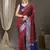 Maroon checks design silk blend saree with blouse piece