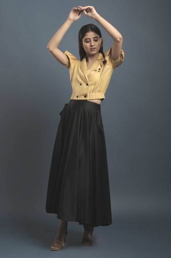 Ochre yellow double breasted shirt