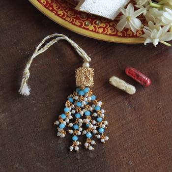 Beads tassel rakhi with roli chawal 1