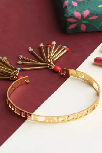 To the moon and back golden glass tubes  lumba band with roli chawal