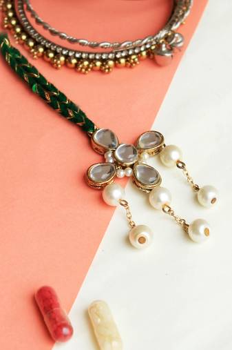 Kundan amaze lumba rakhi  with roli chawal