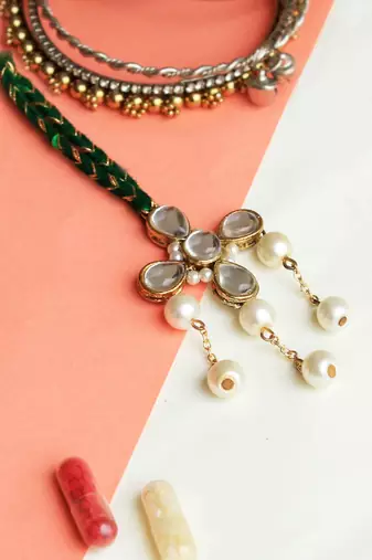 Kundan amaze lumba rakhi  with roli chawal