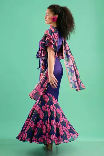 Voilet Floral Floral Printed Lehenga With Blouse And Dupatta
