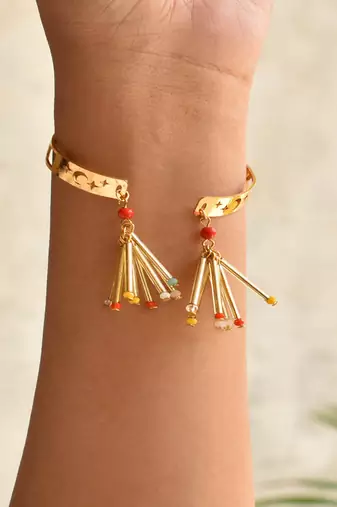 To the moon and back golden glass tubes  lumba band with roli chawal
