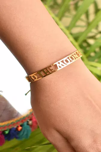 To the moon and back golden glass tubes  lumba band with roli chawal