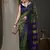 Green and blue silk blend checks style saree with blouse
