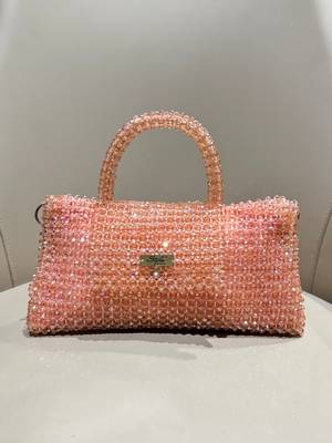 pink real glass crystal embellished handheldbag 1