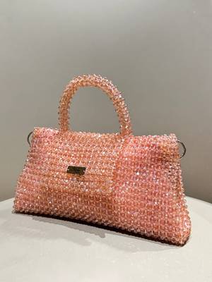 pink real glass crystal embellished handheldbag 3