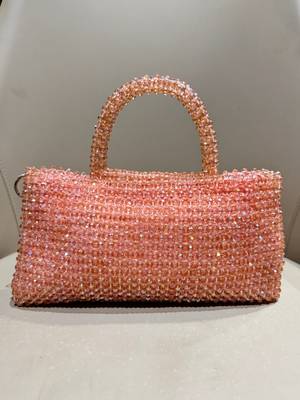 pink real glass crystal embellished handheldbag 4