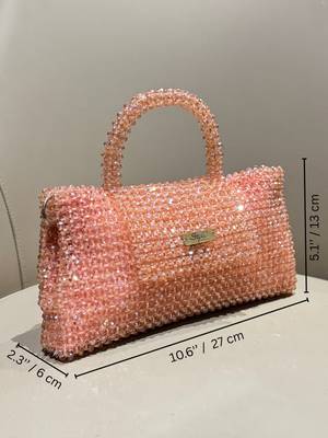 pink real glass crystal embellished handheldbag 5