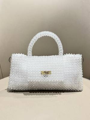 white real glass crystal embellished handheldbag 1