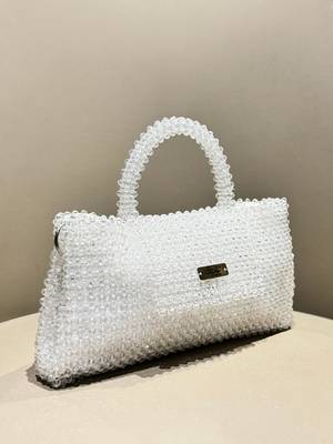 white real glass crystal embellished handheldbag 2