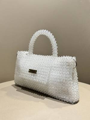 white real glass crystal embellished handheldbag 3