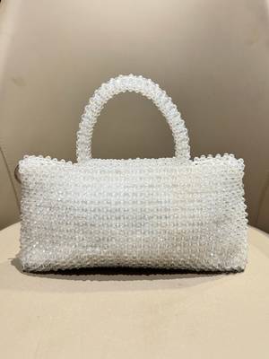 white real glass crystal embellished handheldbag 4