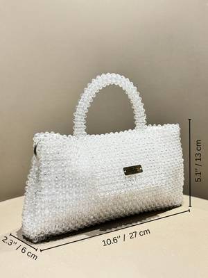 white real glass crystal embellished handheldbag 5
