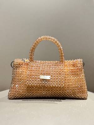 peach real glass crystal embellished handheldbag 1