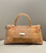 peach real glass crystal embellished handheldbag