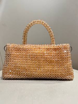 peach real glass crystal embellished handheldbag 4