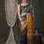 Grey border silk blend saree with contrast  blouse