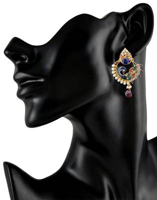 Royal Wave Peacock Earring-Rae0006 3