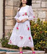 White digital print silk kurti