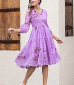 Purple digital print silk kurti