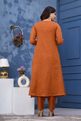 Stylish women dorry embroidery anarkali kurta pant & dupatta set 2