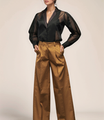 Black organza panel shirt