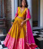 Mustard art silk lehenga choli with dupatta