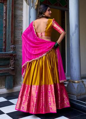 Mustard art silk lehenga choli with dupatta 3