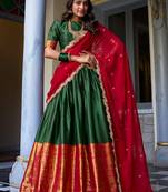 Green art silk lehenga choli with dupatta