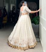 Offwhite georgette lehenga choli with dupatta
