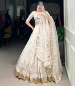 Offwhite georgette lehenga choli with dupatta