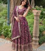 Purple jacquard lehenga choli with dupatta