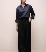 Navy blue satin shirt