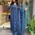 Blue Printed Cotton Kurta Pant With Dupatta - 3 Pcs Set