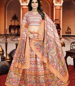 Multicolor Digital Print Silk Lehenga