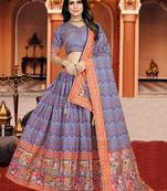 Multicolor Digital Print Silk Lehenga