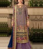 Purple Heavy Embroidery Sequin Thread Work Salwar Kameez with Dupatta