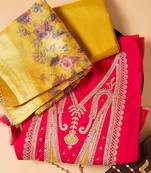 Pink Heavy Embroidery Heavy Chinon Silk Salwar Kameez with Dupatta