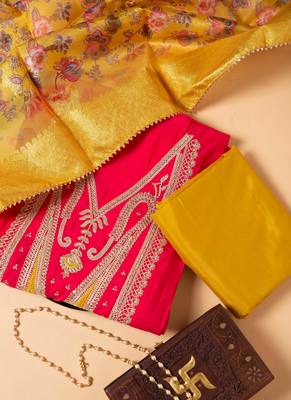 Pink Heavy Embroidery Heavy Chinon Silk Salwar Kameez with Dupatta 2