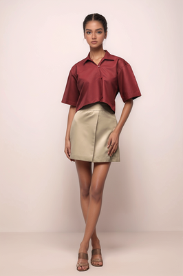 Maroon cropped shirt 1