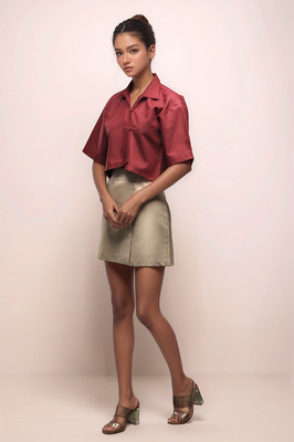 Maroon cropped shirt 2